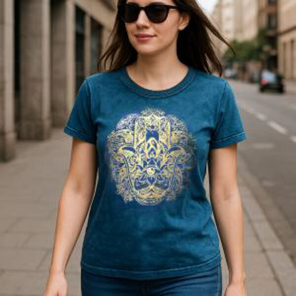Stonewashed T-Shirts 3 Designs Mandala Hamsa Chakra Unisex