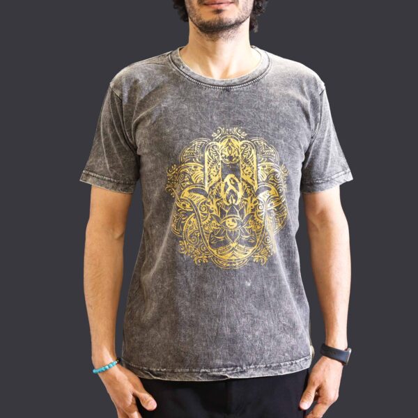 Stonewashed T-Shirts 3 Designs Mandala Hamsa Chakra Unisex